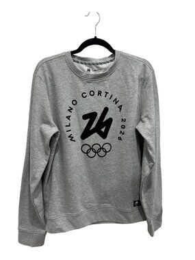 Milano Cortina 2026 Gray Sweatshirt Olympic Logo Crewneck Official Licensed Prod